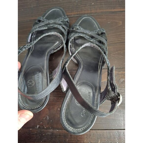 EUC Cole Haan Black Leather Strappy Heels/Sz. 9B - Picture 8 of 9
